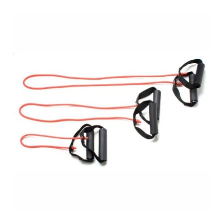 Fabrication Enterprises CanDo Exercise Tubing with Handles, Full Body Set -18", 36", 48"), Red, 3/Set 1432756